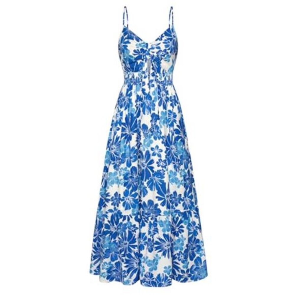 Women's Summer Floral Maxi Dress Long Flowy Boho Dress with Pocket